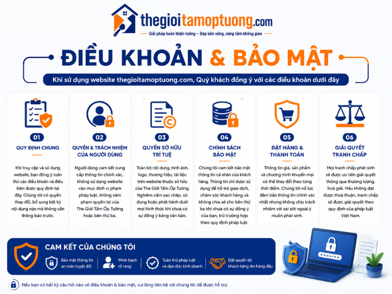 Các Chính Sách Mua Hàng Tại Thế Giới Tấm Ốp Tường Nhật Phát 3 Điều khoản & bảo mật của Thế Giới Tấm Ốp Tường Nhật Phát